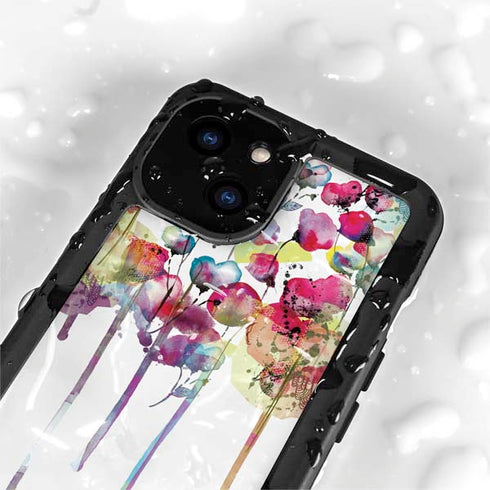 Painted Flowers iPhone 15 Plus Waterproof Case